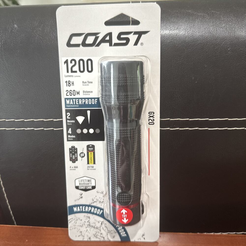 Coast GX20 1200 Lumen Alkaline Battery Powered LED Flashlight